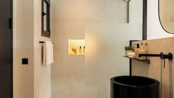 Shower, free toiletries, hair dryer, slippers