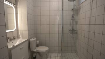 Een haardroger, zeep, toiletpapier