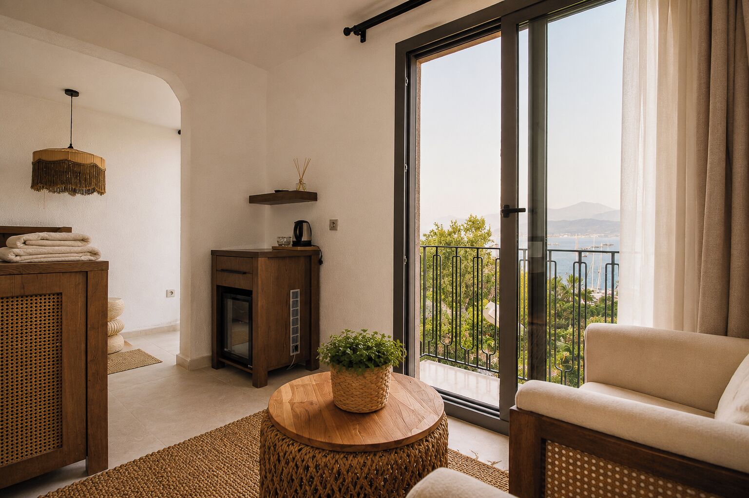 Habitación Deluxe, vista al mar | Ropa de cama de alta calidad, camas Select Comfort y minibar 