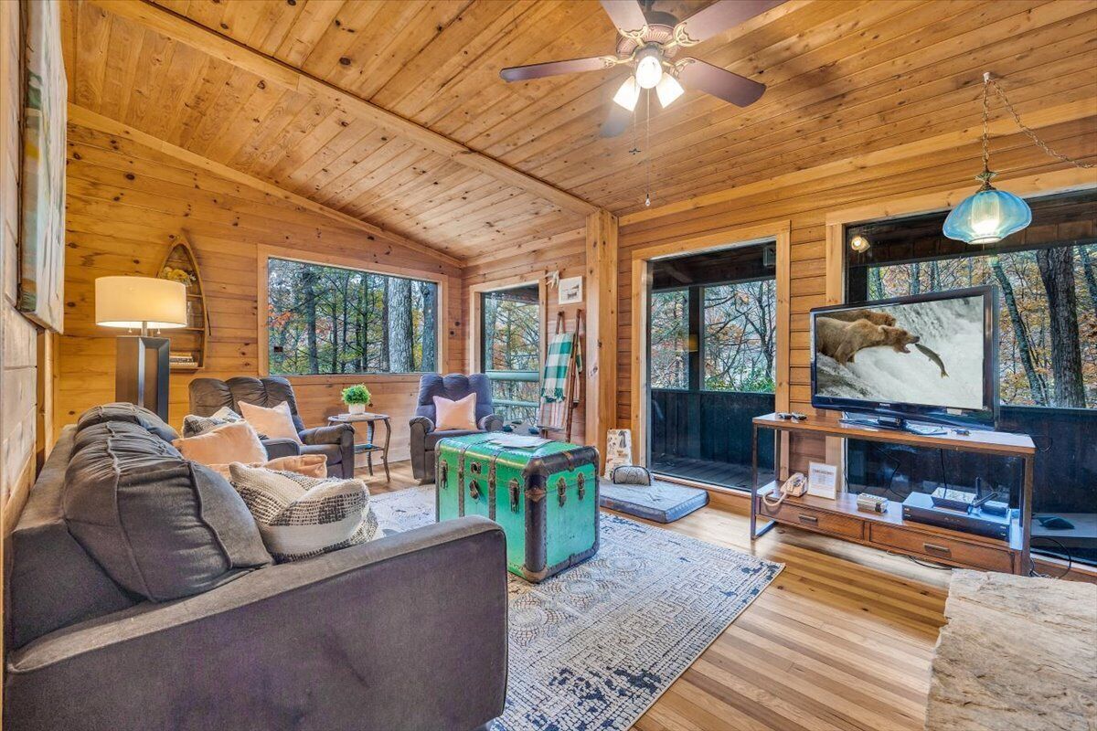 Smart TV, fireplace, video games, DVD player