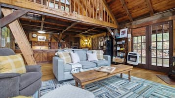 Smart TV, fireplace, video games, DVD player