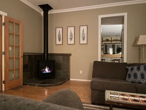 TV, fireplace