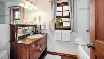 Shower, jetted tub, hair dryer