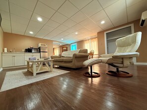 Living area - Serene Stay Steps from the River, Private Unit, Quiet Escape (Grant)