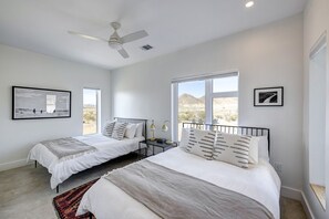 2 bedrooms, desk, iron/ironing board, travel crib