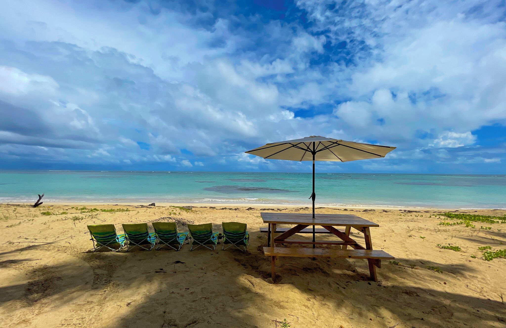 On the beach, white sand, beach bar