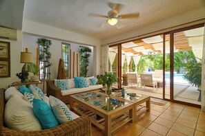 Classic Villa, 4 Bedrooms, Private Pool, Beach View | Living area - Beach Villa in El Portillo Sleeps 12 (Las Terrenas)
