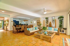 Classic Villa, 4 Bedrooms, Private Pool, Beach View | Living area - Beach Villa in El Portillo Sleeps 12 (Las Terrenas)