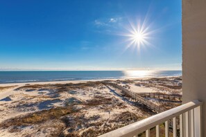 On the beach, sun-loungers, beach towels - Romantic Gulf-front couple escape, dolphin views, pools, sunsets & beach stroll (Gulf Shores)
