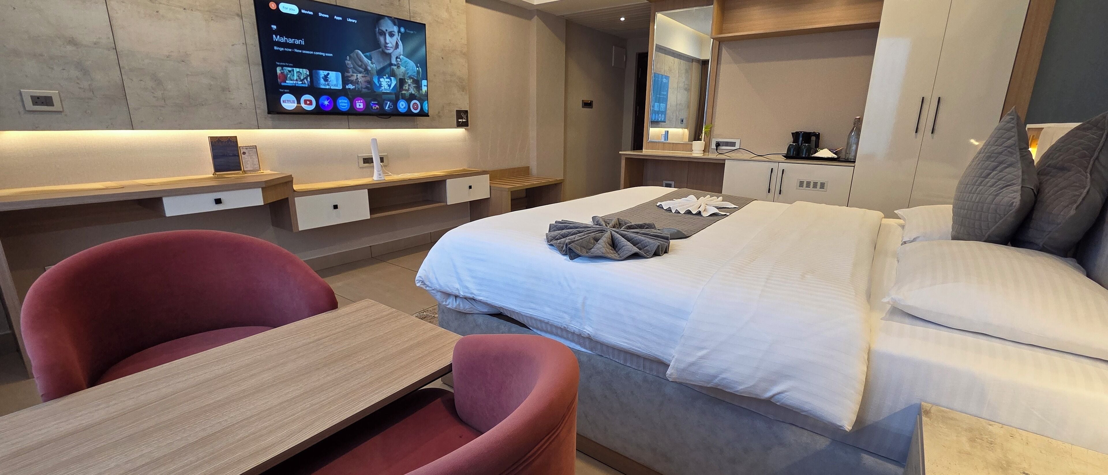 Premium bedding, down duvets, memory-foam beds, minibar