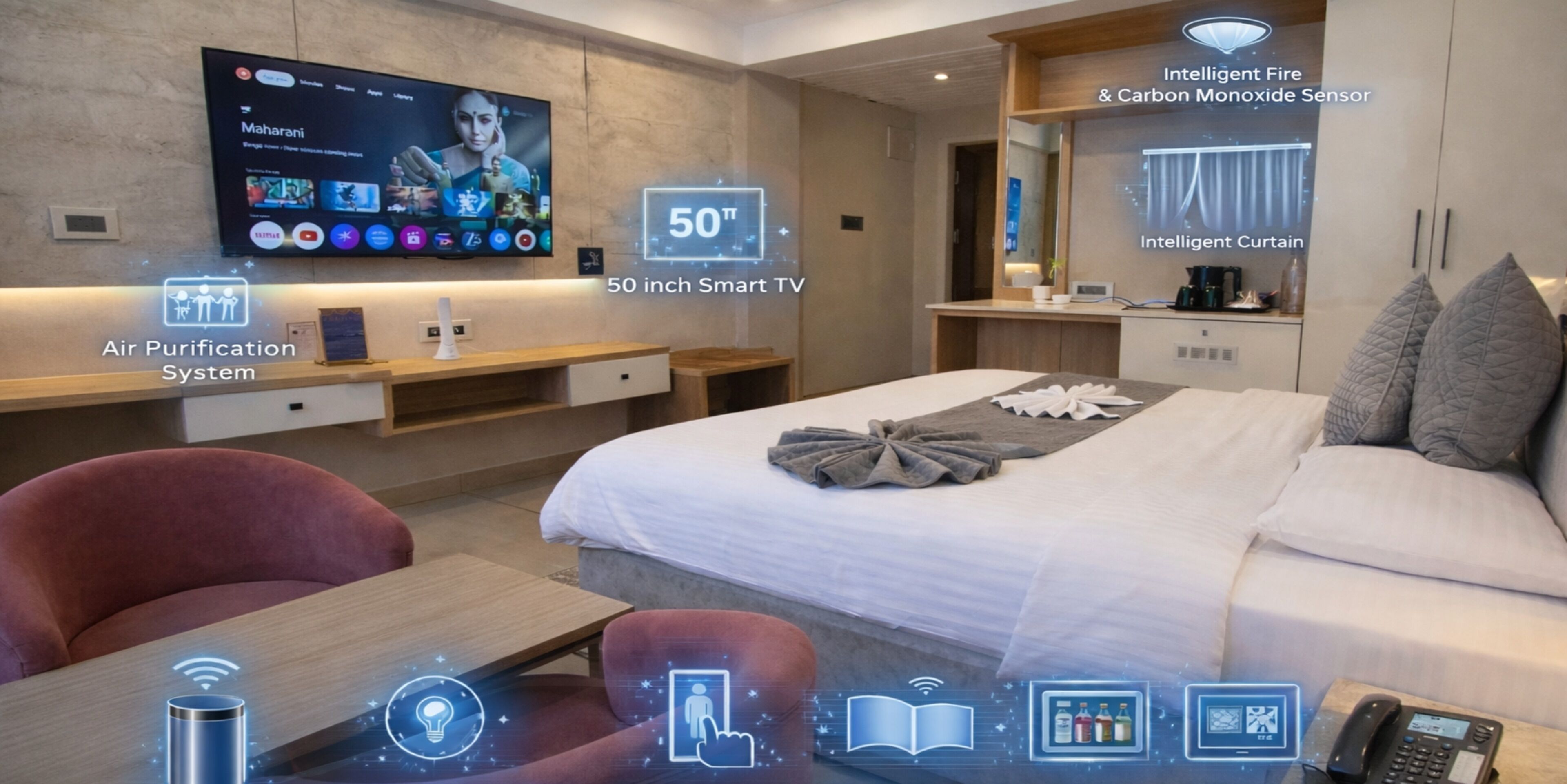 Dobbeltrom – deluxe | Sengetøy av topp kvalitet, dundyner, memory foam-senger og minibar