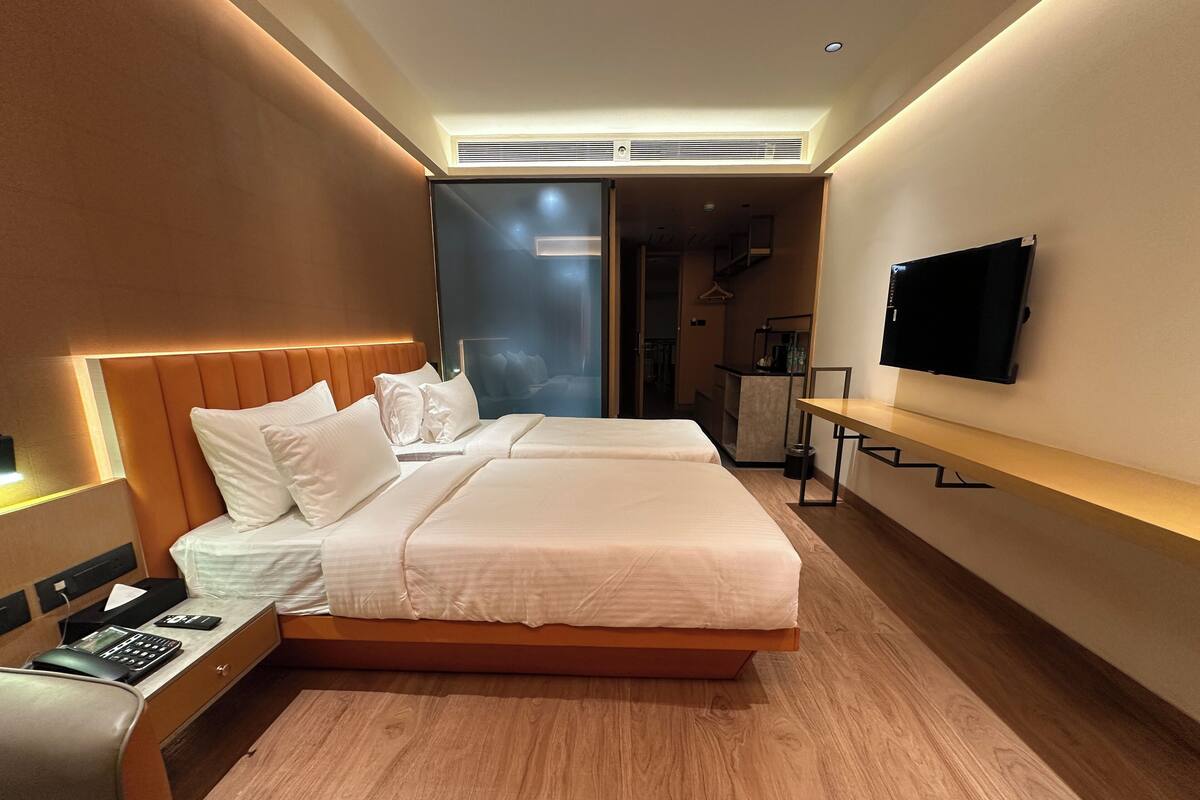 Camera Executive con letto matrimoniale o 2 letti singoli, vista città | Vista dalla camera