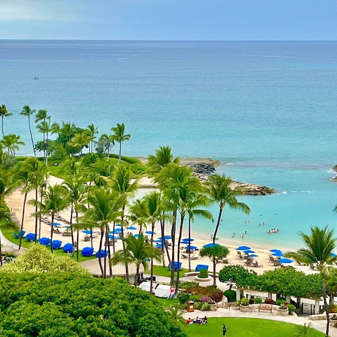 On the beach, sun loungers, beach towels