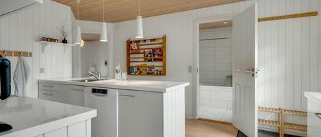 Fridge, microwave, dishwasher, high chair