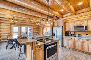 Fridge, microwave, oven, stovetop - Sleeps 21 • Luxury Cabin w/ Panoramic View, Hot Tub, Game Room | Pinnacle Chalet (Gatlinburg)