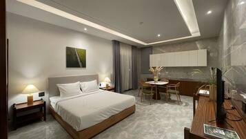 Deluxe-Apartment | 1 Schlafzimmer, individuell dekoriert, Verdunkelungsvorhänge