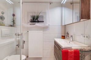 Regadera, secadora de cabello, toallas 