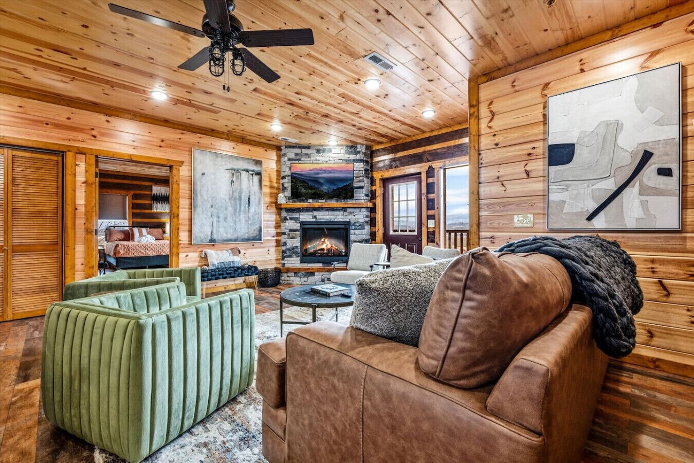 TV, fireplace, video games