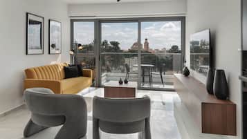 Luxury Apartment, Sea View | 2 bedrooms, in-room safe, blackout curtains, iron/ironing board