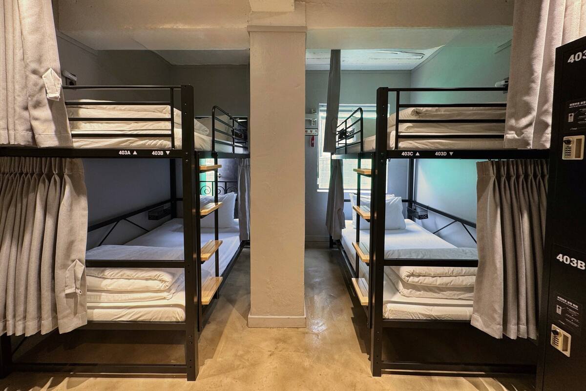4 Beds Mixed Dormitory Room | Rideaux d’obscurcissement, système d’insonorisation