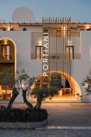 Front of property - evening/night - Portiani Suites (Milos)
