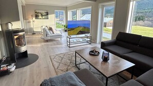 House, 5 Bedrooms, Smoking, Private Pool | Living area - Beautiful Villa in Isfjorde (Rauma)