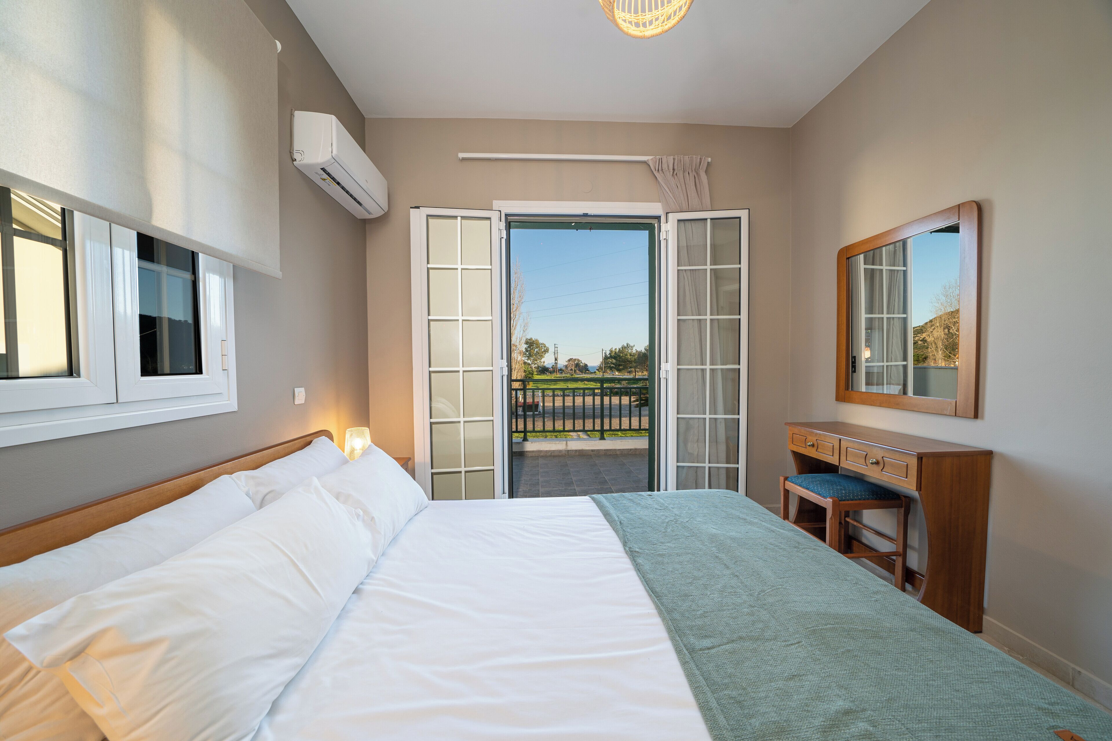2 bedrooms, blackout curtains, soundproofing, iron/ironing board