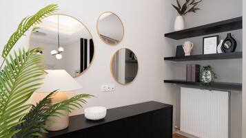 Deluxe Apartment, Kitchen | Living area
