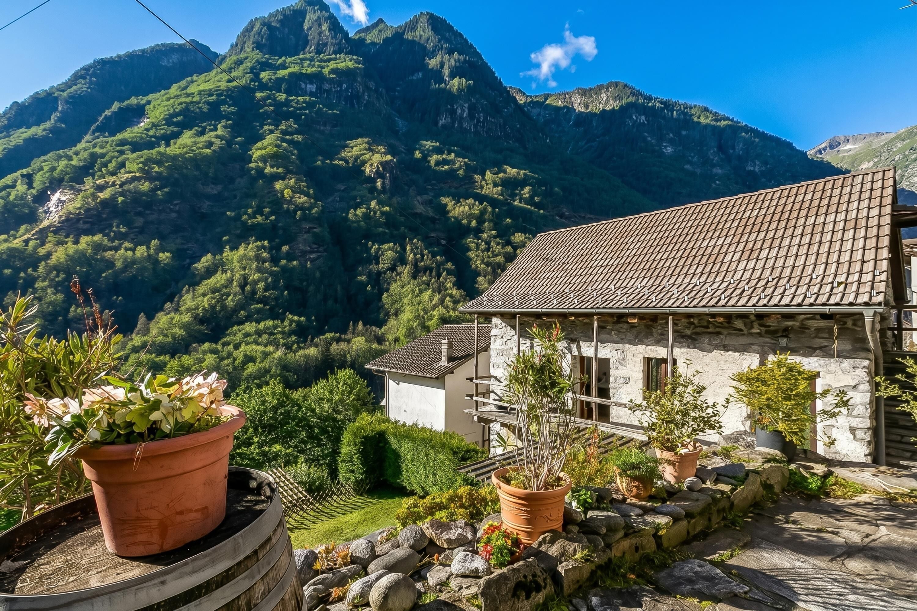 Chalet Keluarga, beberapa kamar, tepi gunung (Rustico Over The Bridge Verzasca 2) | Halaman properti