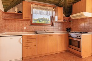 Fridge, oven, stovetop, electric kettle