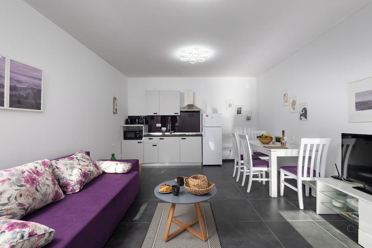 Family Apartment, Multiple Bedrooms, 2 Bathrooms (Peaceful Istria - App Pius 1) | Living area | 21-inch Smart TV with cable channels