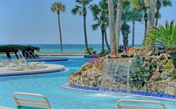 Pool - Coastal Hideaway: Cozy Beachfront Studio – Sleeps 4 w/Seasonal Beach Chairs! (Panama City Beach)