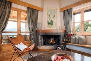 Villa, Mountain View | Living area | 45-inch Smart TV with digital channels, fireplace