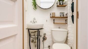 Shower, hair dryer, bidet, shampoo