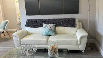 Smart TV, fireplace, video games, DVD player