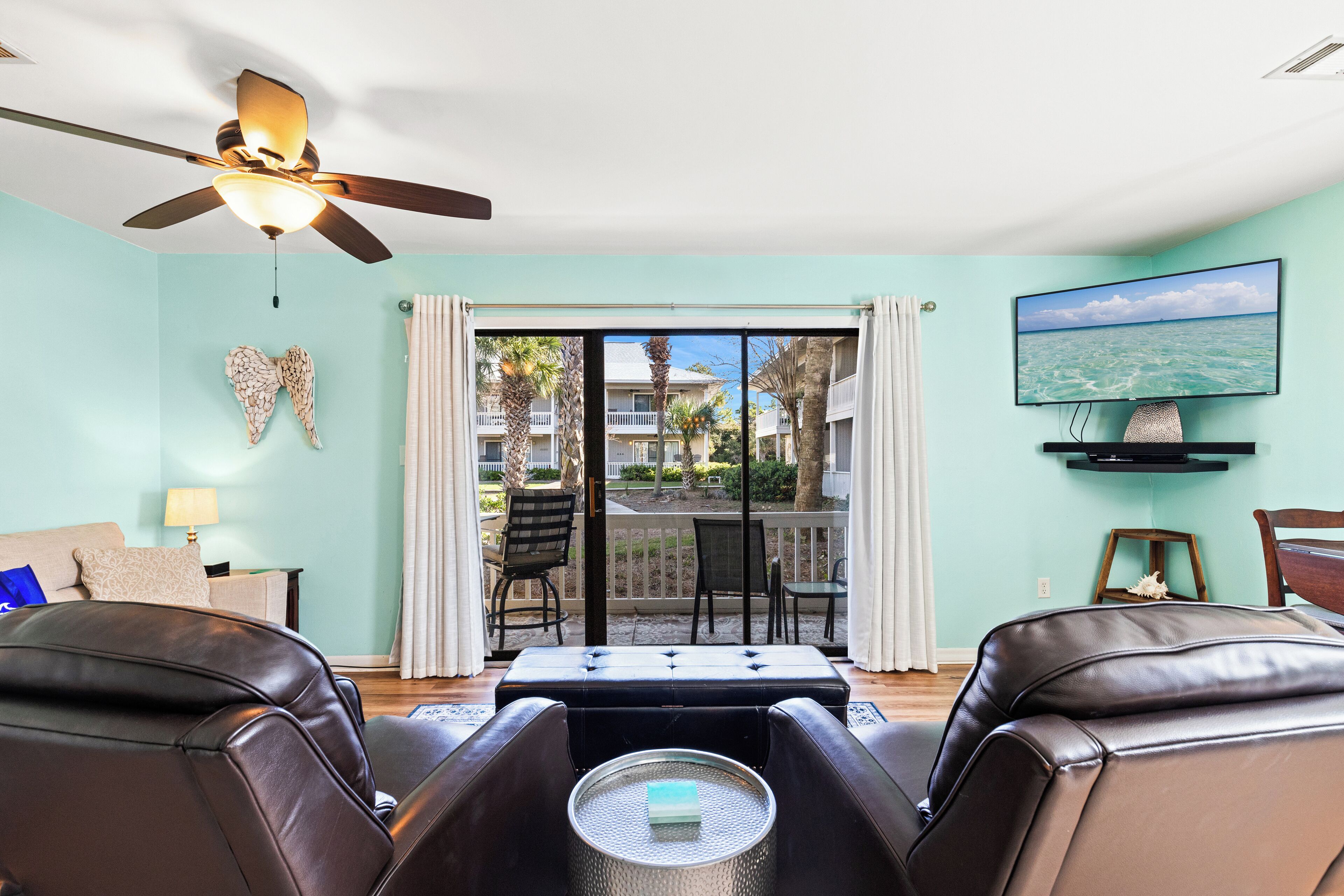 Condo, 1 King Bed with Sofa bed, Patio, Garden View (Beachwood Villas Unit 4A) | Living area | 42-inch flat-screen TV with digital channels