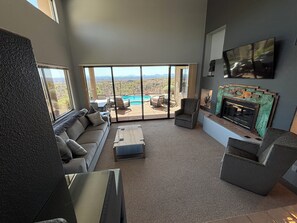 Smart TV, fireplace, printers