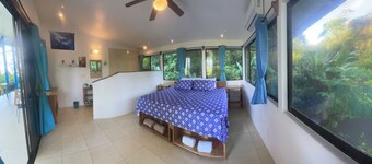 Ocean, jungle views, modern house in Pavones with A/C, WiFi, bidets, hot H2O.