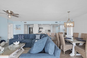 Condo, Multiple Beds, Balcony, Ocean View (Long Beach Resort 2-501) | Living area - Come Enjoy KC & The Sunshine State: 3-bed, 3-bath With Stunning Ocean Views (Panama City Beach)