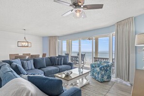 Condo, Multiple Beds, Balcony, Ocean View (Long Beach Resort 2-501) | Living area | 50-inch flat-screen TV with digital channels - Long Beach Resort 2-501 KC & The Sunshine State (Panama City Beach)