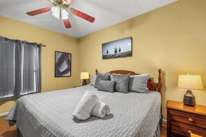 1 bedroom, iron/ironing board, free WiFi, bed sheets - Easy-Access 1BR | Whispering Pines w/ City Views, Balcony & Walk-in Shower (Pigeon Forge)