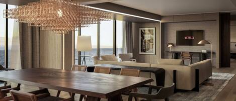 Presidential Suite, 1 King Bed (OV with Living Area HF CF) | Egyptian cotton sheets, premium bedding, down comforters
