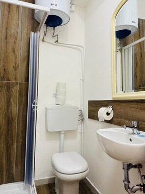 Dusche, Haartrockner, HandtĂŒcher, Seife