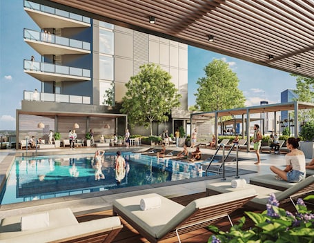 Una piscina al aire libre, camas de piscina gratis. Hotel Phoenix Atlanta