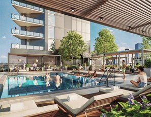 屋外プール、カバナ (無料)、サンラウンジャー