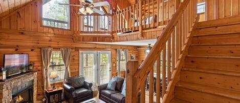 Televisión, chimenea, videojuegos