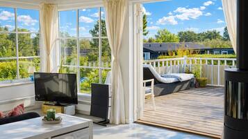 Smart TV, fireplace, video games