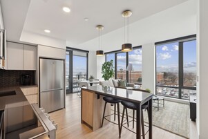 Apartment, 2 Bedrooms, Balcony | Private kitchen | Full-size fridge, microwave, oven, stovetop