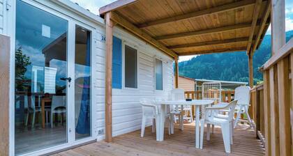 Mobile home with air conditioning, terrace, and pool