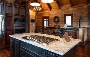 Fridge, microwave, oven, stovetop - The Sanctuary-Pet Friendly Luxury Cabin Rental, Sits on Top of the Mountain, High Speed Internet, Hot Tub, 30 Minutes to Great Smoky Mountains, in Nantahala NC (Topton)